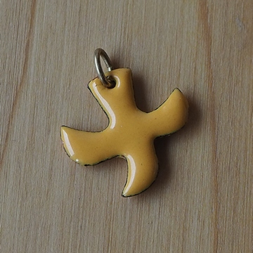 Kreuz („Taube“) - Emaille-Anhänger mit Kordel (71) - orange