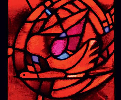 Icon on wood, small - Stained-glass window: Pentecost