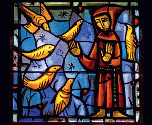Icon on wood, small - Stained-glass window: St. Francis