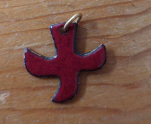 Dove pendant with cord (n°P32) - Red