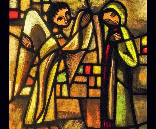 Icon on wood, small - Stained-glass window: Annunciation