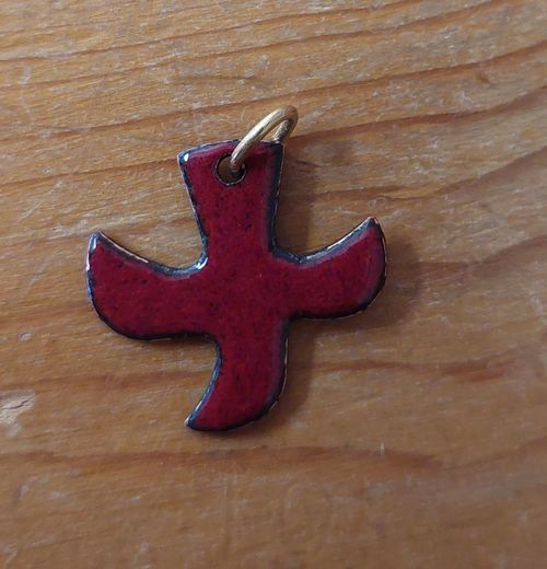 Dove pendant with cord (n°P32) - Red