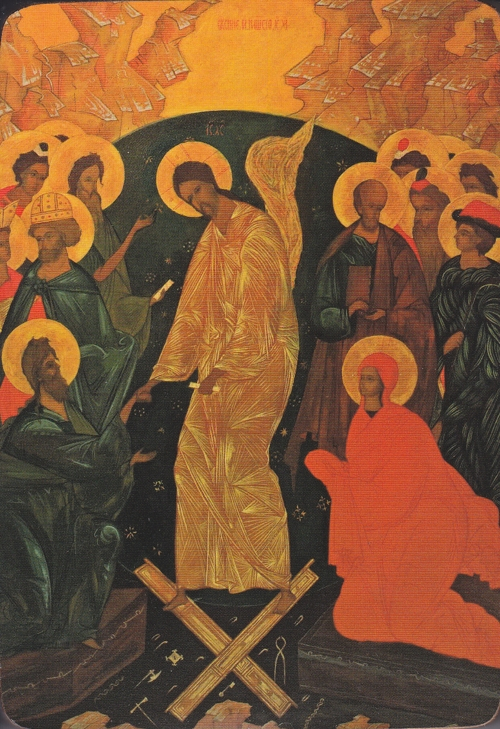 Icon on wood, small - Resurrection