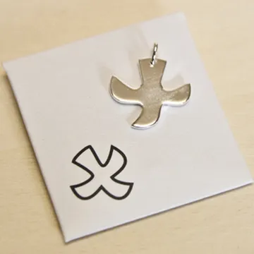 Product Dove pendant with cord (2 x 2 cm) - Solid silver (sterling silver)  (n°31) Image