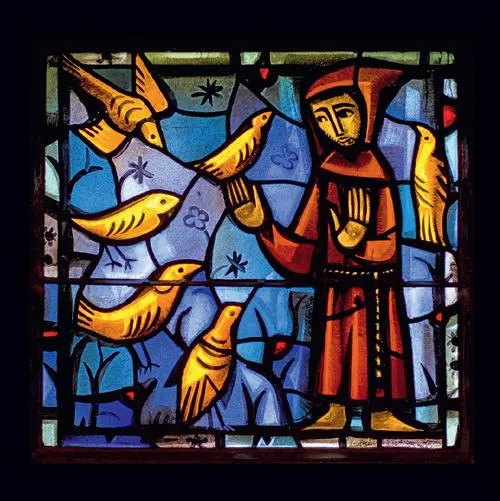 Product Icon on wood, small - Stained-glass window: St. Francis Image